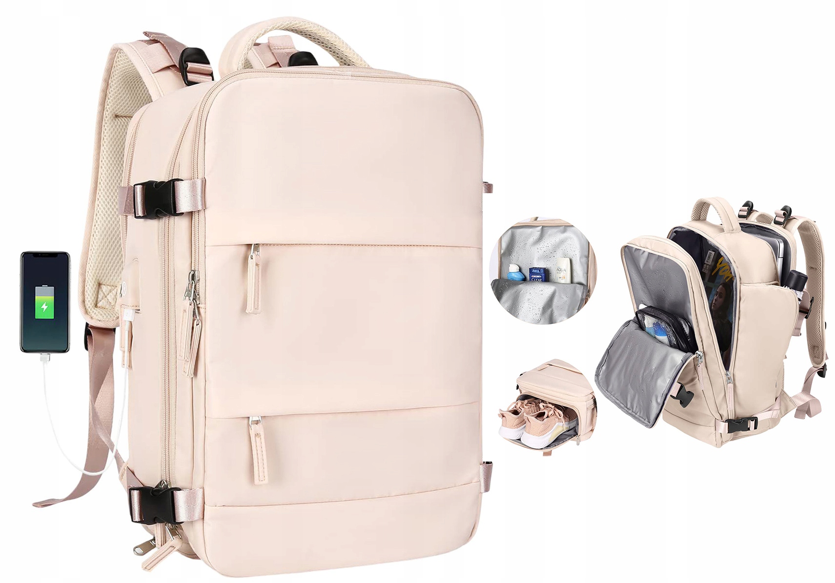 Plecak Podróżny do Samolotu 40X30X20 Bagaż Podręczny Ryanair Wizzair Usb