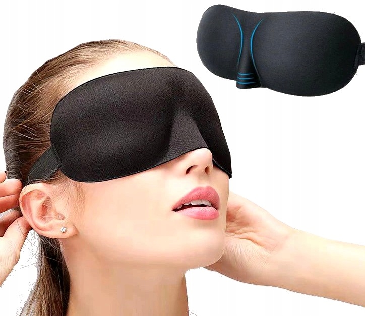 

Opaska maska do spania 3D na oczy miękka czarna