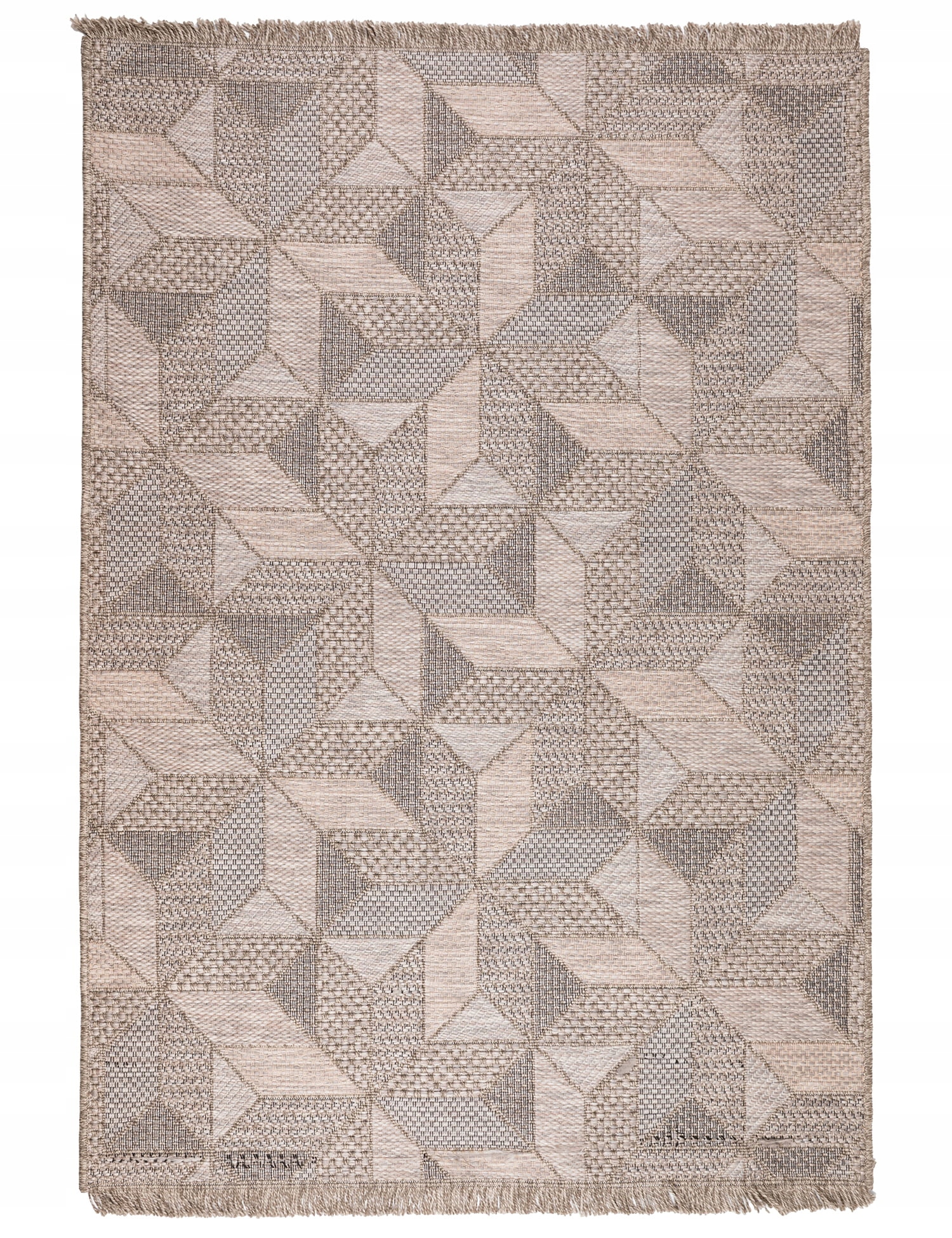 Koberec boho s třásněmi Oria 120x170 cm Geometrický béžový