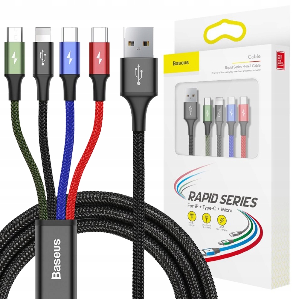 

Kabel Usb Baseus 4W1 2XUSB-C Lightning Micro 1.2M