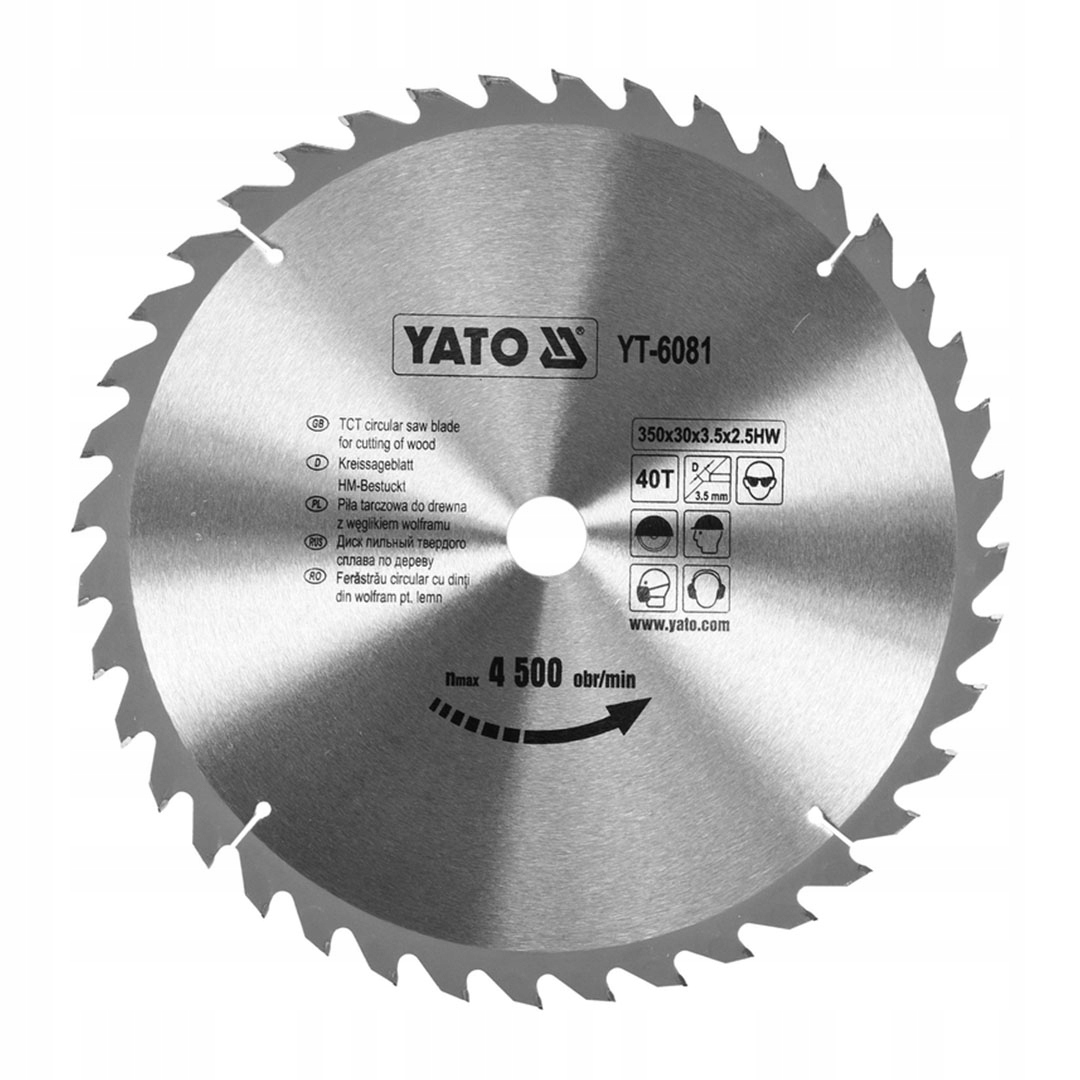 Kotoučová pila na dřevo Yato YT-6081 350x30x2,5 mm 40T s vidlicí