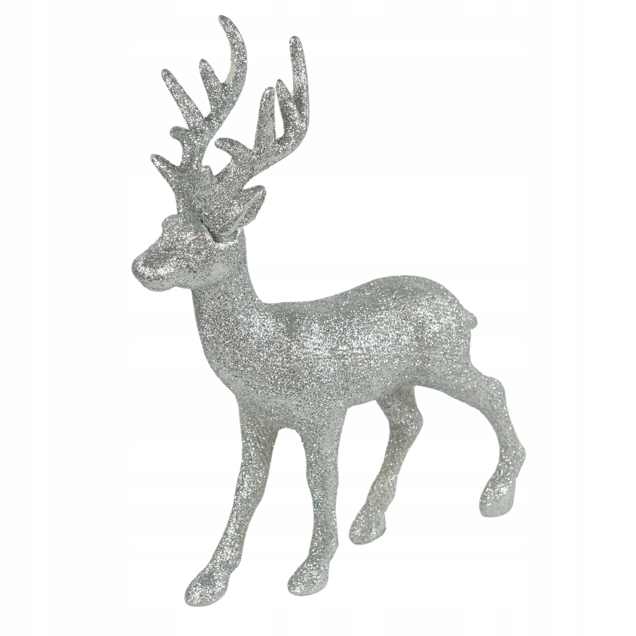 

Srebrny renifer jeleń dekoracyjny 28 cm