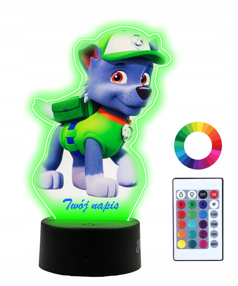

Lampka Nocna z Nadrukiem 3D Led Psi Patrol Rocky
