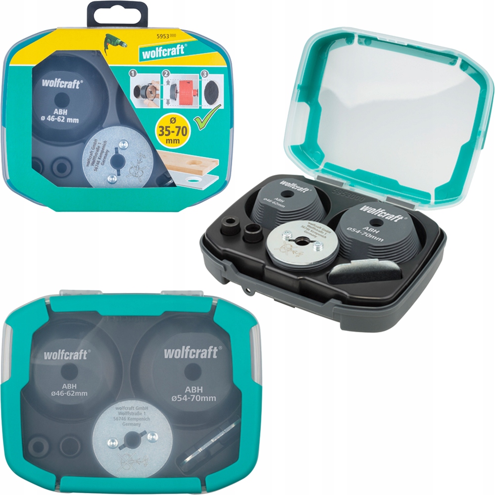 Wolfcraft Zestaw 3 adapterów do powiększania otworów do otwornica WF5953000