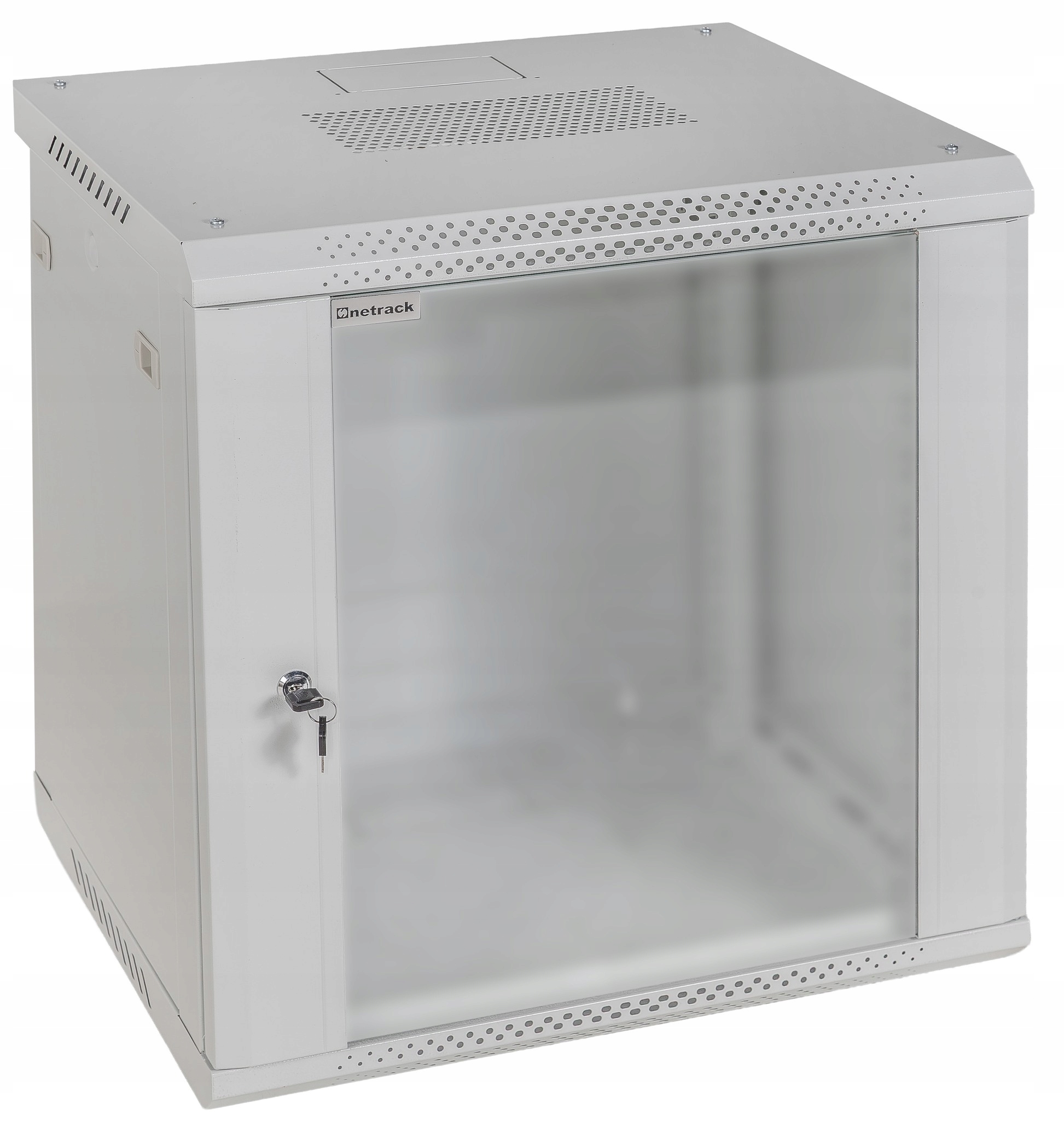 Závesná skriňa Rack 19" 12U, 450 mm, Netrack F-Line, šedá, dvere