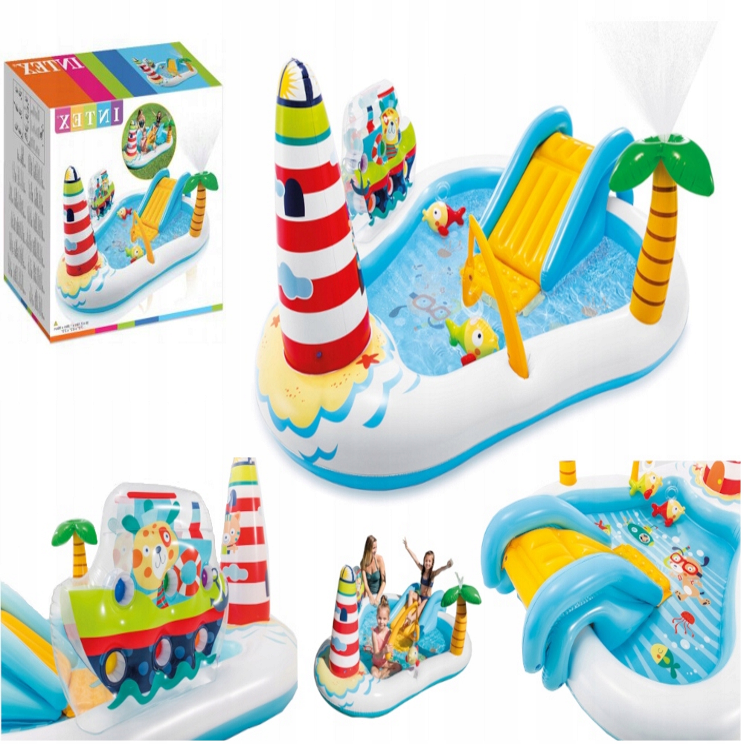 Basen dmuchany Plac Zabaw Wędkarz 218 x 188 cm Zestaw Powiększony XL Dzieci