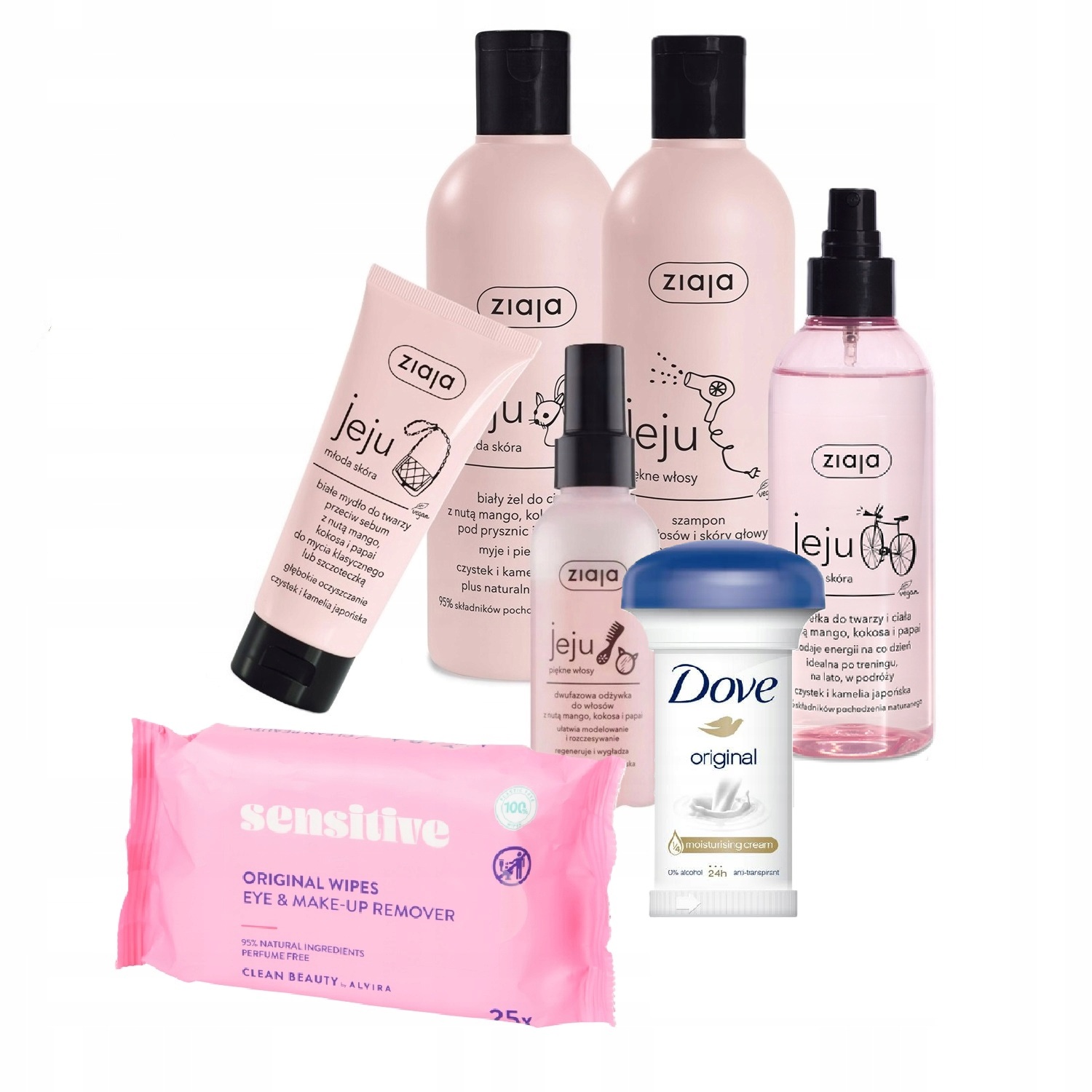 Ziaja Jeju & Dove Różowy Zestaw Kosmetyków Do Młodej Cery