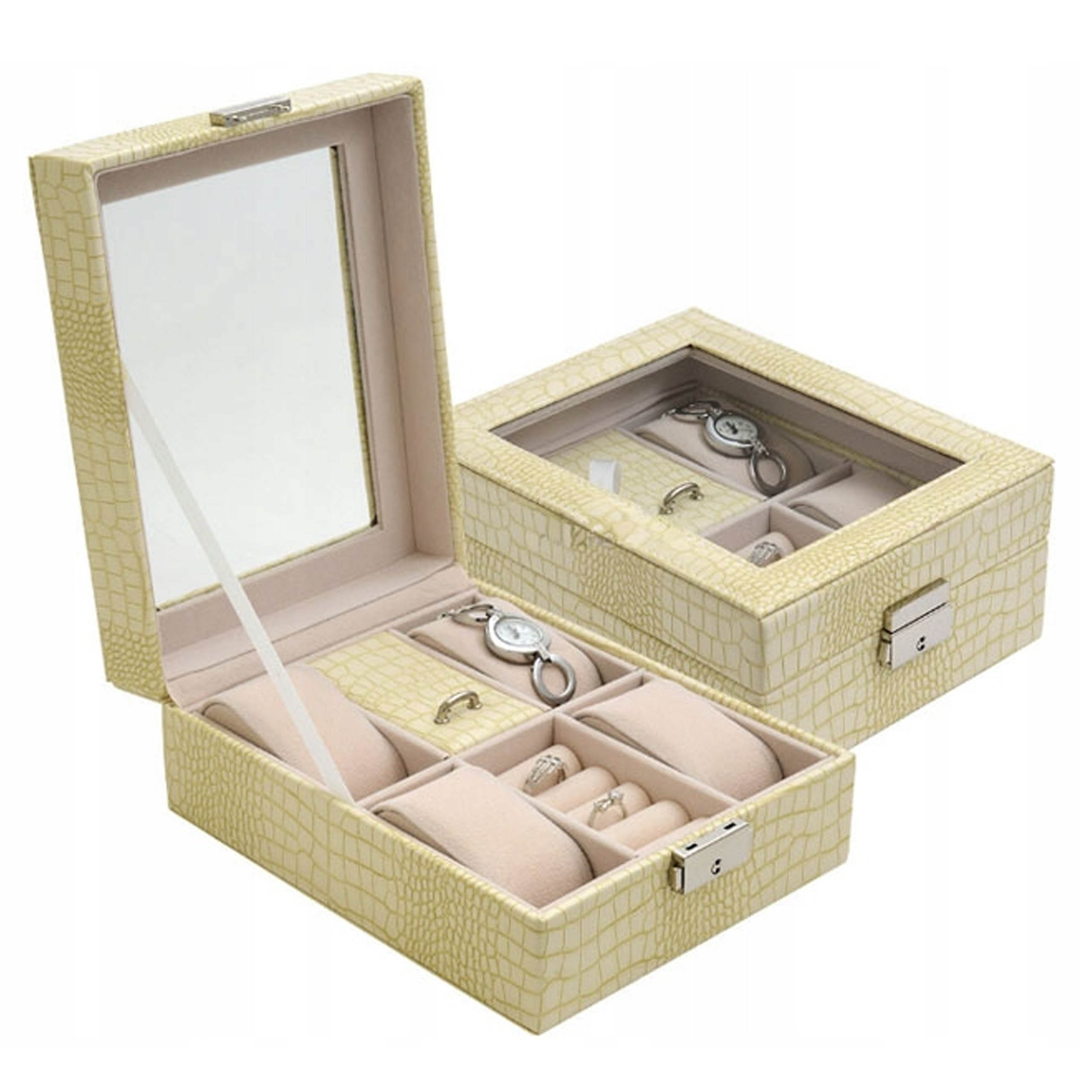 Krémová šperkovnice na bižuterii z kožené kůže, organizér na dárek