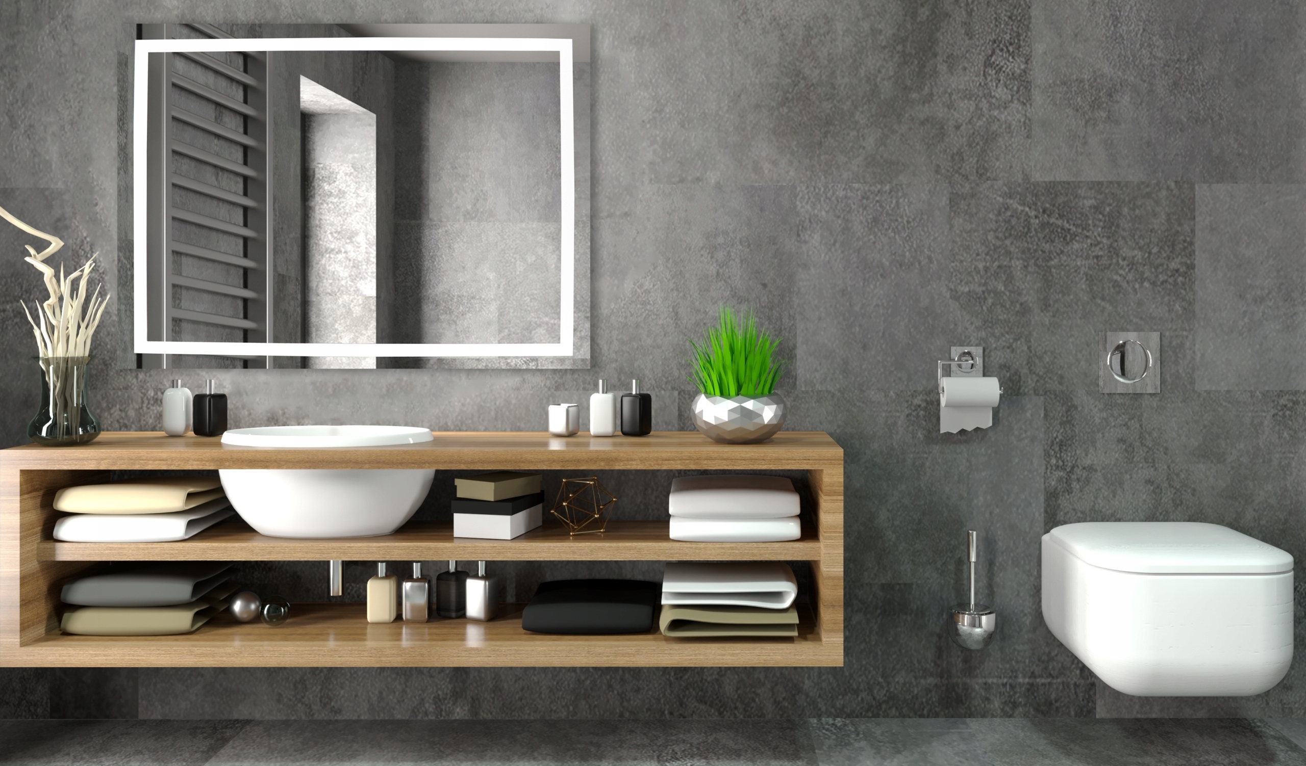 LUSTRO ŁAZIENKOWE PODŚWIETLANE Z OŚWIETLENIEM 3 BARWY LED Nocturn 50x70cm Szerokość 500 mm