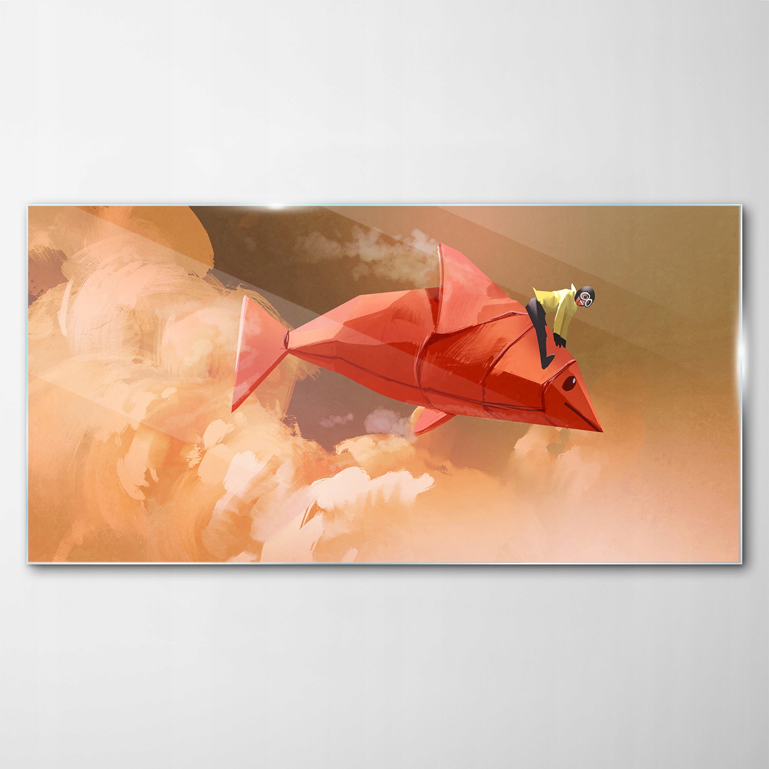 

Obraz Szklany Dekor Origami Papier Ryby 140x70