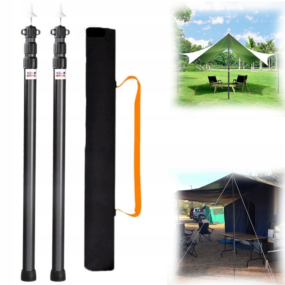 2PCS Drążek Teleskopowy Aluminiowy Do Żagla 95-235CM Do Hamaków Markiz