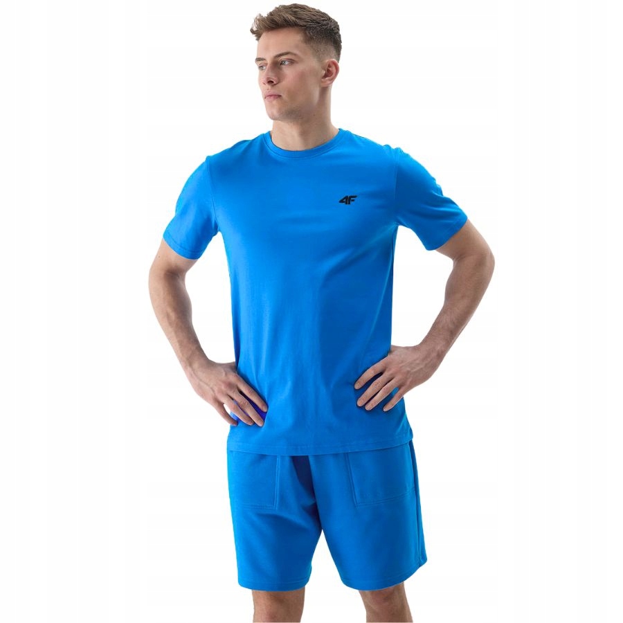 KOSZULKA MĘSKA 4F T-SHIRT PODKOSZULEK BLUZKA SPORTOWA NA CO DZIEŃ Kolor niebieski