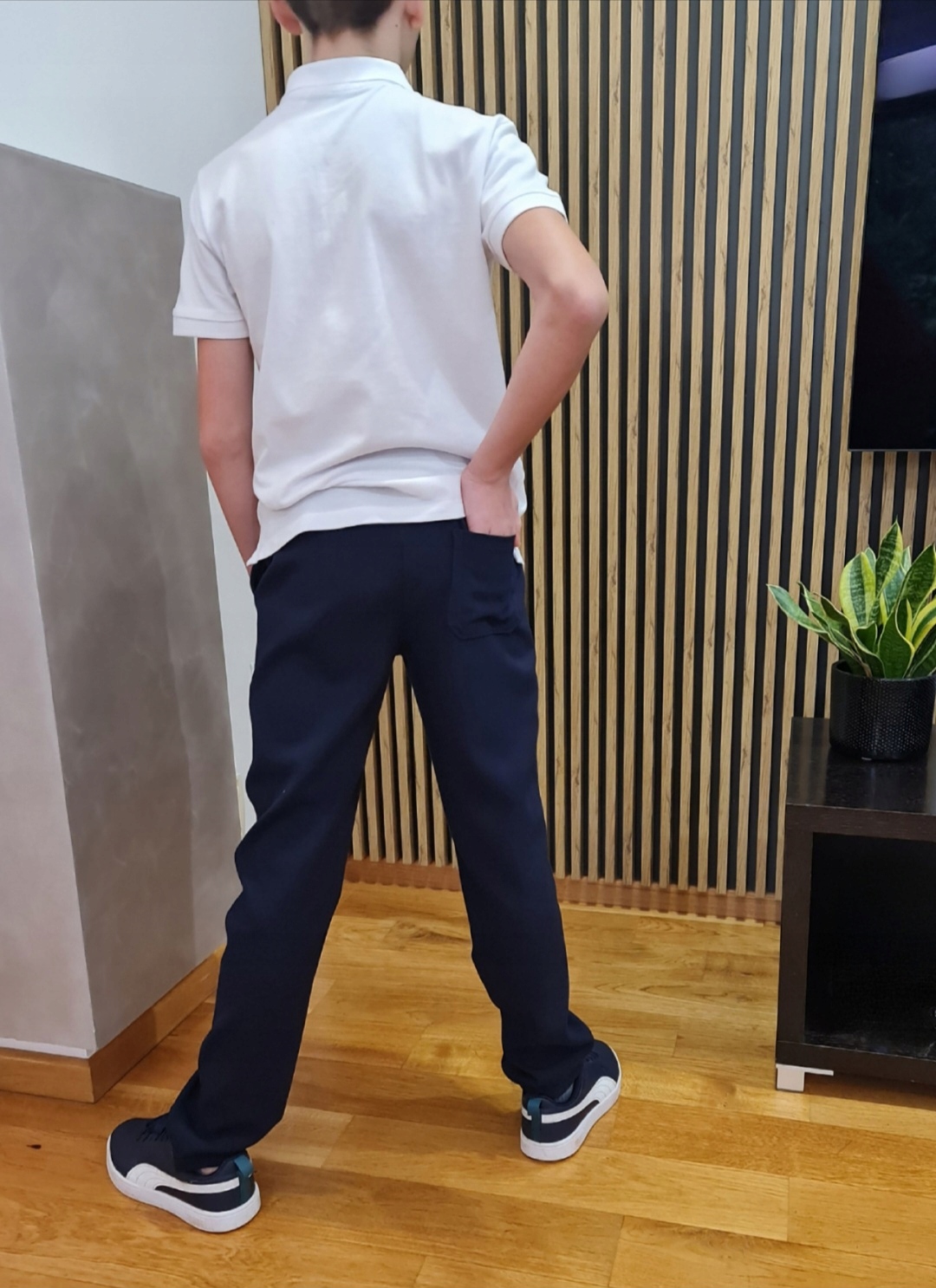 Eleganckie Spodnie Chłopięce Wizytowe Garniturowe na Gumce granat GAMET 158 Odcień granatowy