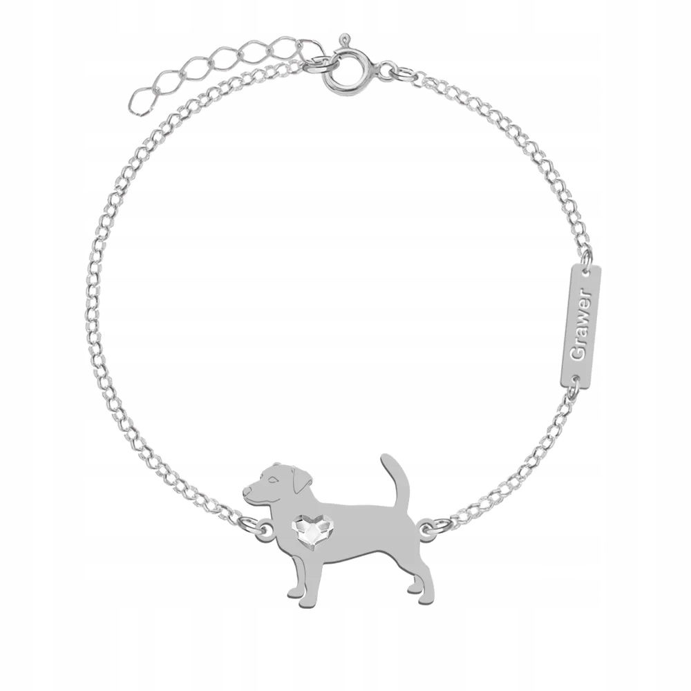 Stříbrný náramek s Jack Russell teriérem krátkosrstý 925 Dárek Gravírování