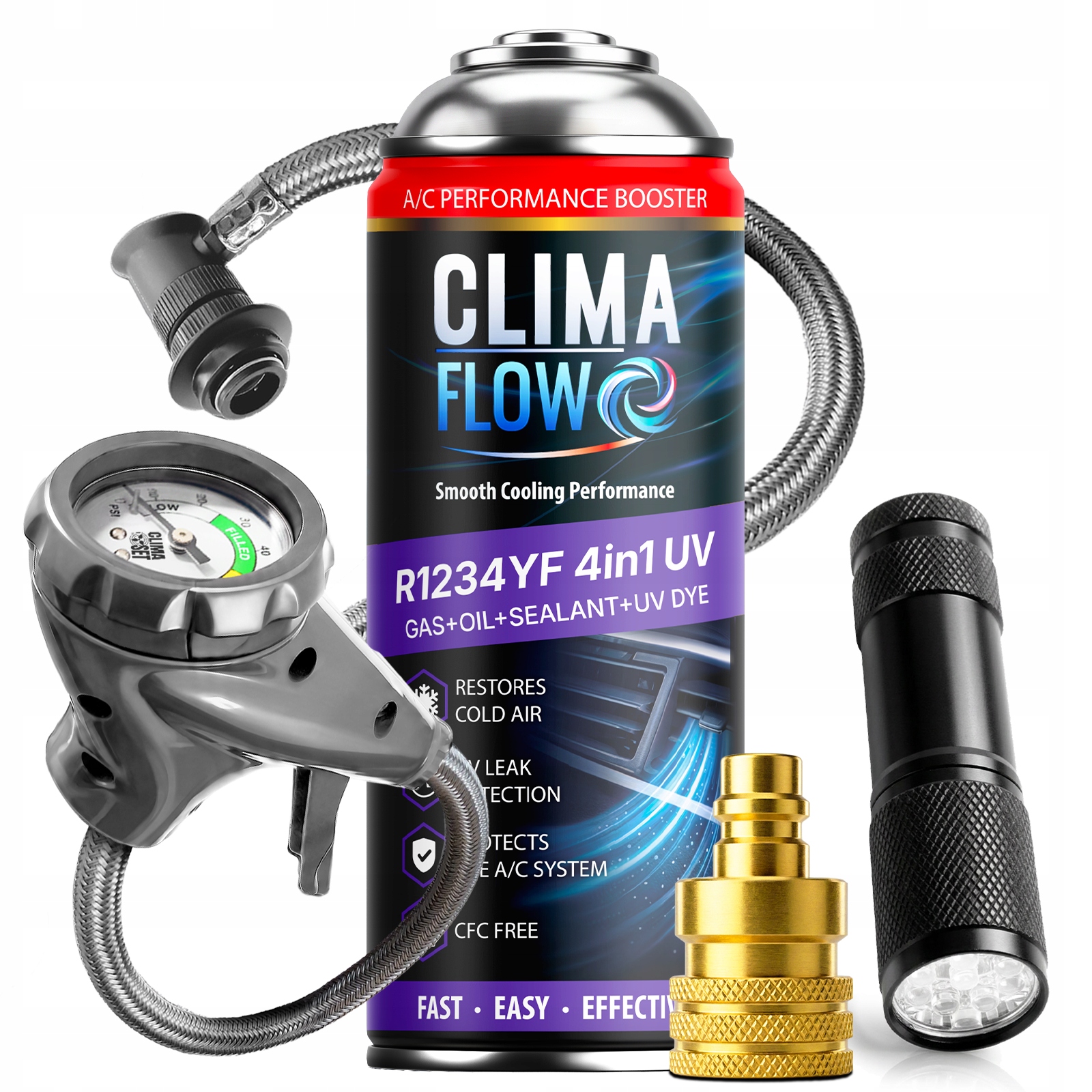 Clima Flow 4v1 R1234yf Olej Úniky Klima Faktor Uv Klimatizace Balíček Ac