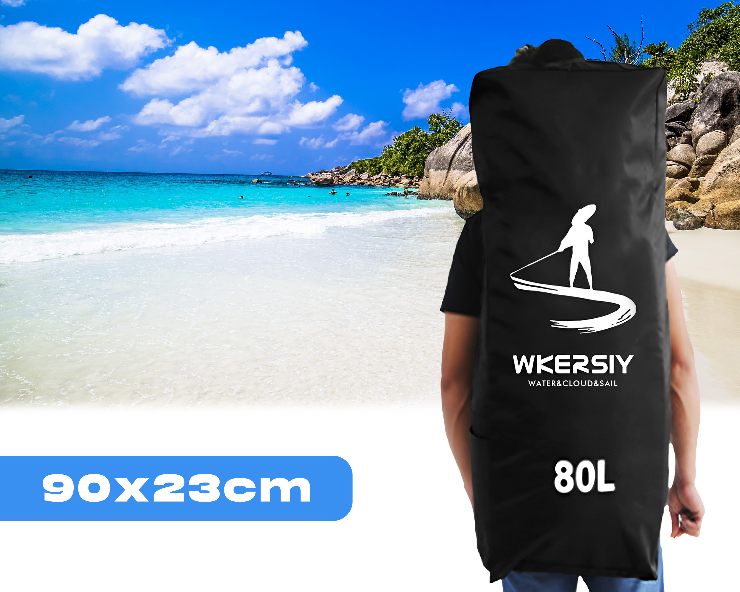 Plecak Transportowy Torba 80L Na Deskę SUP Kajak Do Transportu Wytrzymała Marka WKERSIY