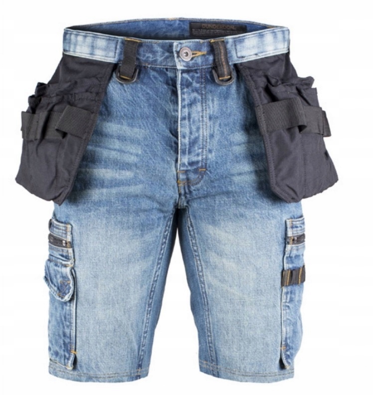Bardzo Mocne Jeansowe Spodenki Monterskie Męskie Dunderdon P55s Denim r.48
