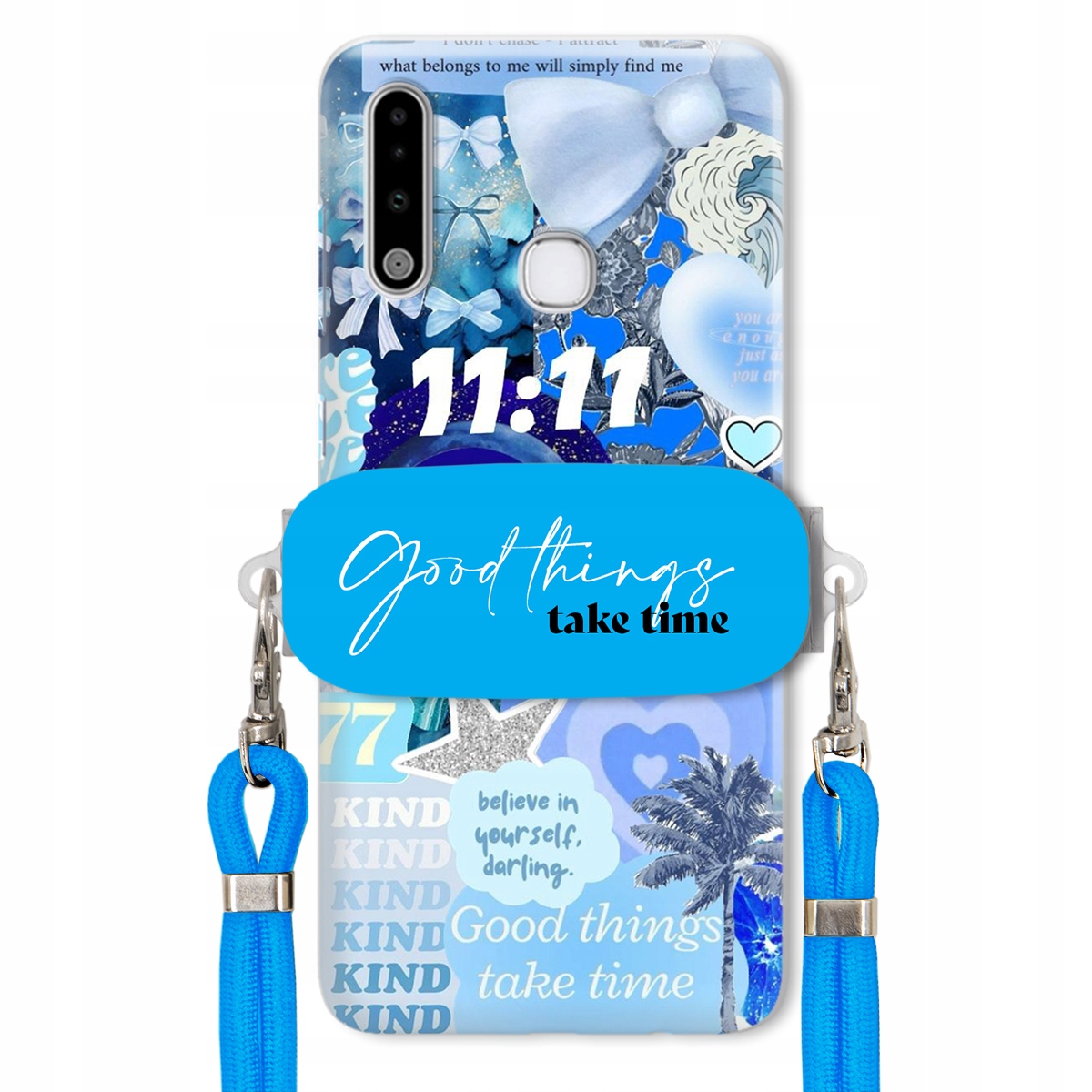 Puzdro pre Samsung A70e Držiak na vodítko Crossbody Good Things Take Time Lata