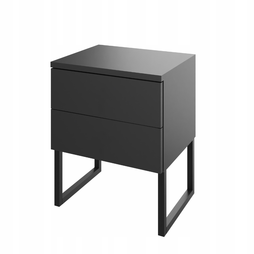 Noční stolek se dvěma zásuvkami a nožkami, click-on, černý, šířka 40 cm