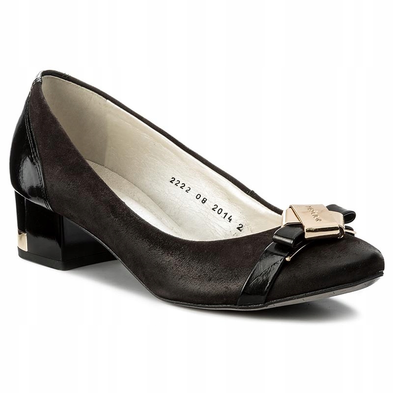 černé nízké široké polobotky dámské s stabilním podpatkem Neścior 36