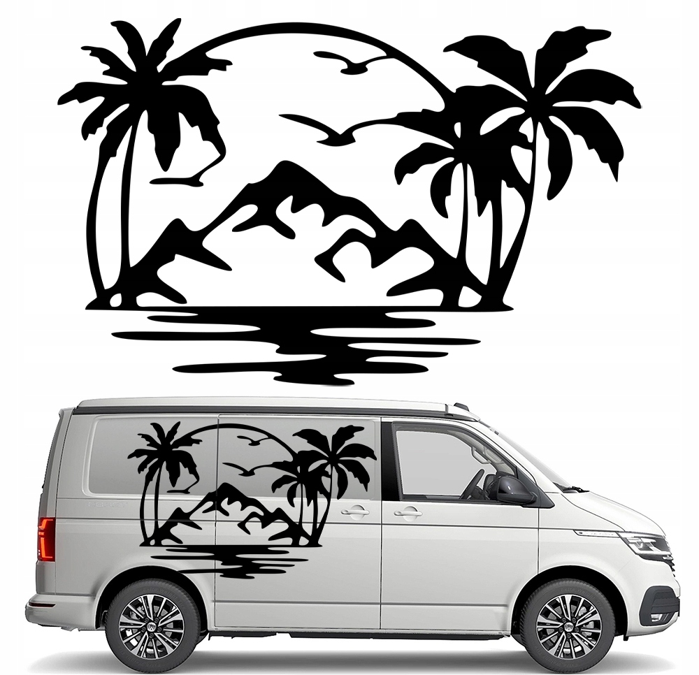 Nálepka Grafika pro karavan a karavan Ostrov Palmy Tropiki 90x143