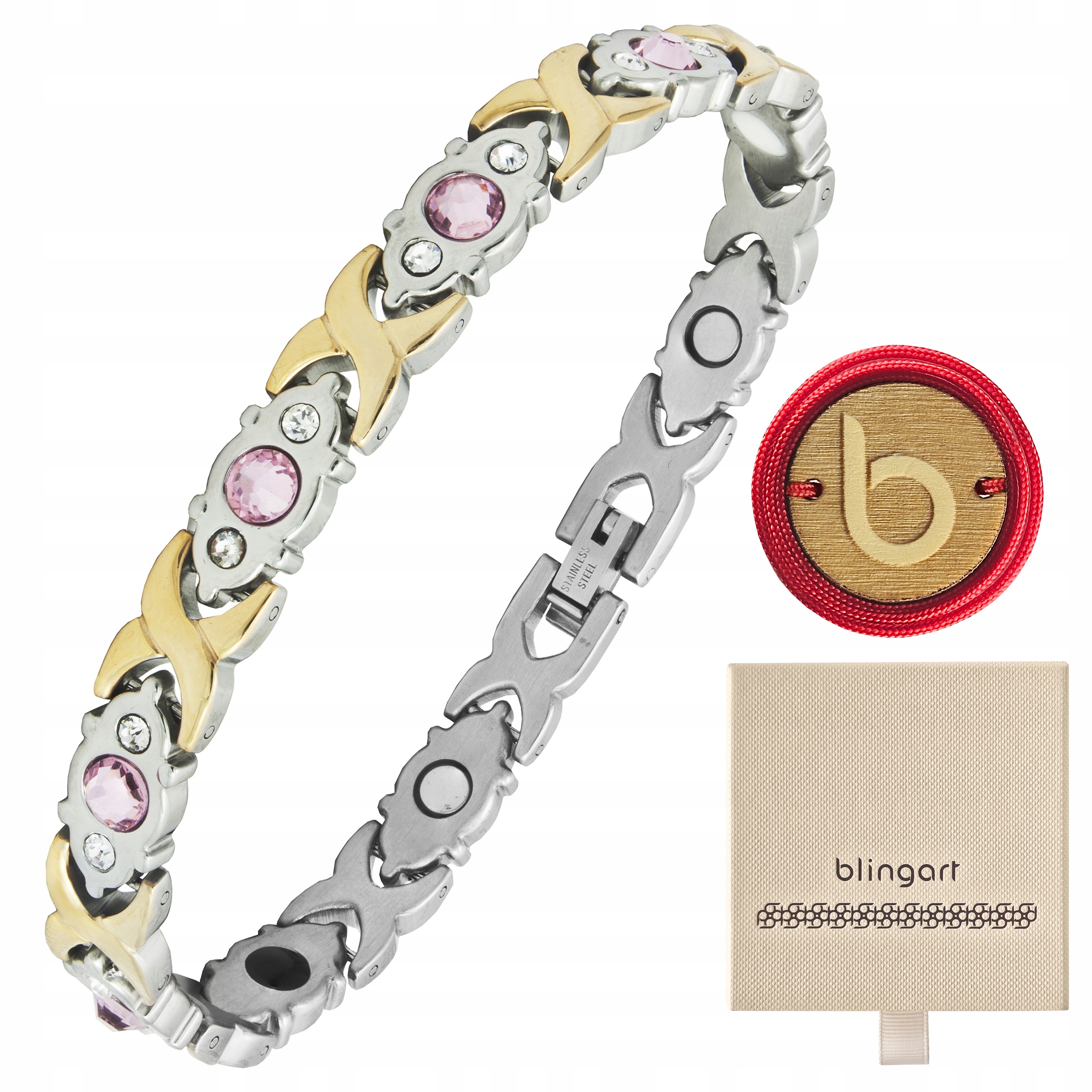 Zdravotní magnetický náramek z pozlacené oceli ocel Blingart
