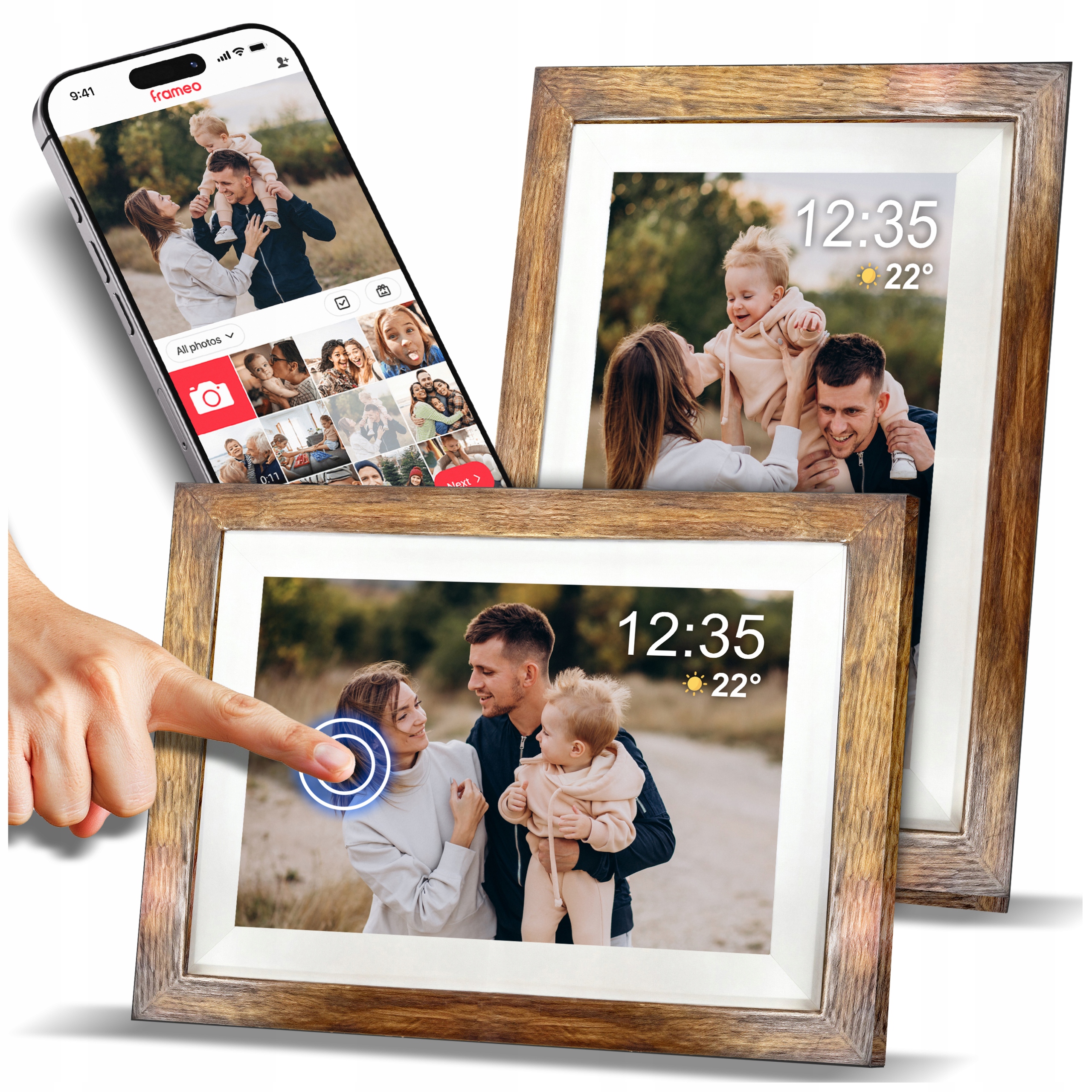 Rámeček Na Fotografie Frameo Wifi 32GB 10,1" Dotykový Fotorámeček Dřevo