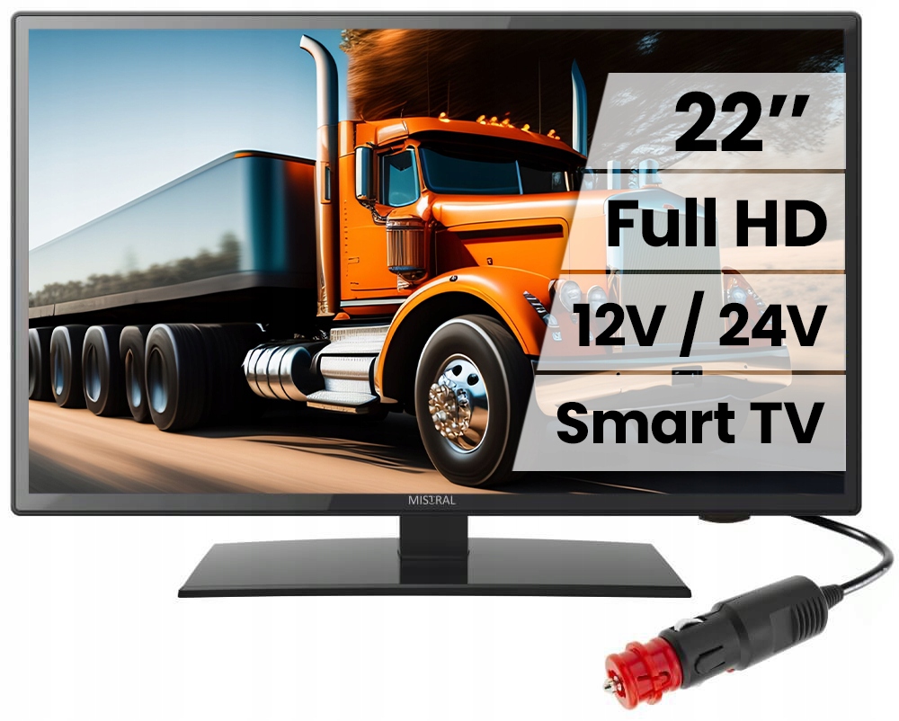 Telewizor 22 Cale 12/24V Dvb-t DVB-T2 Do Kampera Bus Tir Auta Samochodu