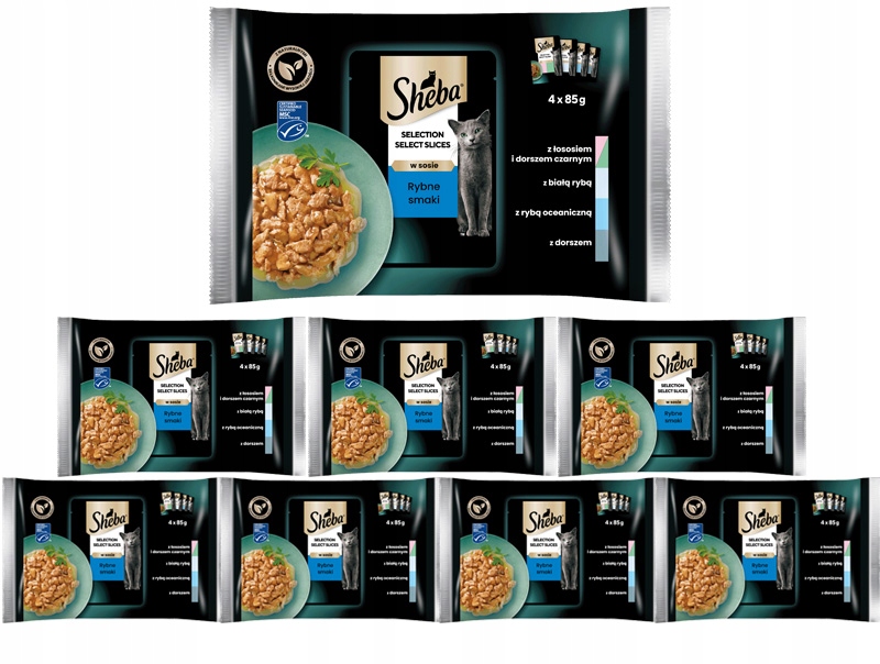 Sheba Slection Select Slices Rybí příchutě v omáčce 32x85 g