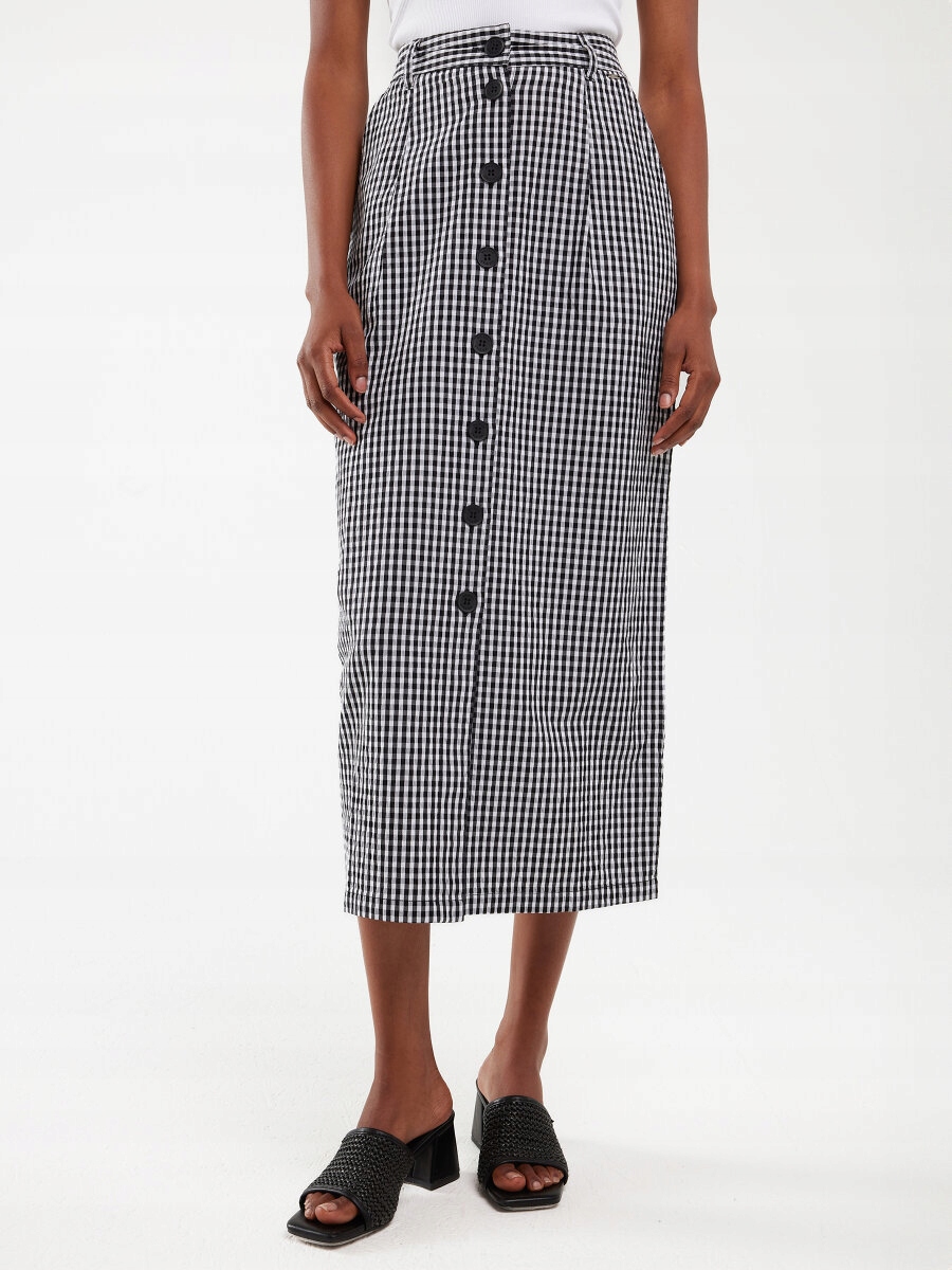 Big Star Dámská Sukně MIDI S Drobnou Kostkovanou Bílo-černou Barvou Polli 906 L
