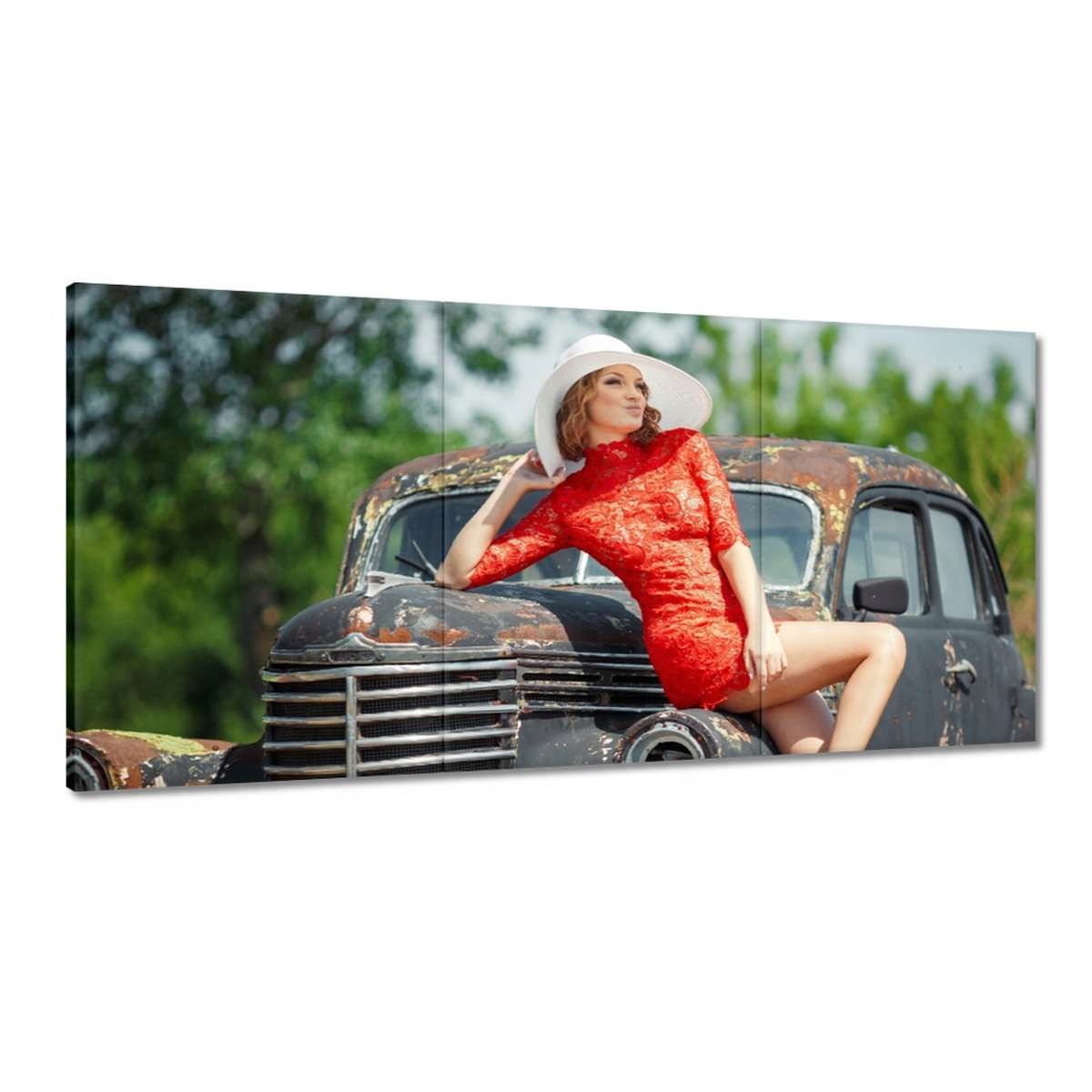 Obrazy 180x90 Dievča na aute