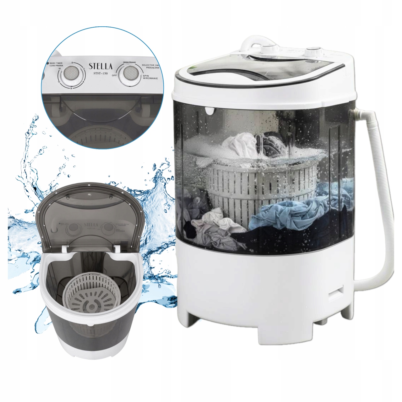 Pralka Wirnikowa Typu Frania Pojemna Stella 4kg 150W Kompaktowa Mobilna