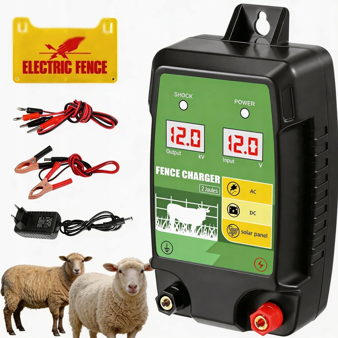 ELEKTRYZATOR PASTUCH ELEKTRYCZNY LED 1.5J-2J ZASILANIE 12V ZASIĘG 15KM