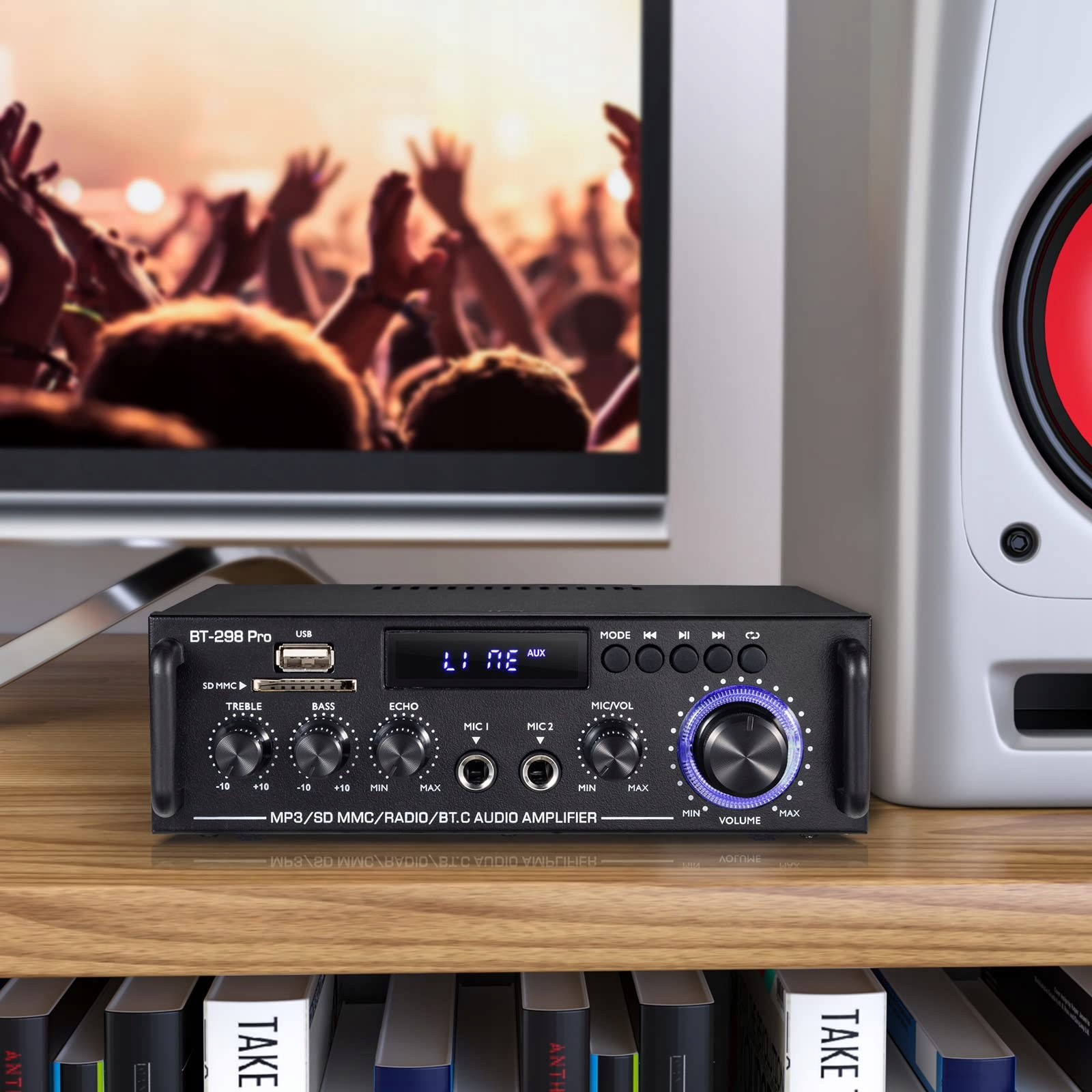 WZMACNIACZ STEREO HIFI KANAŁ 2.0 BLUETOOTH 5.0 Z ANTENĄ Z RADIO FM 50W Marka bez marki