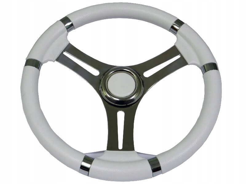 3504135 - РУЛЬ 350 ММ ОБОД БЕЛЫЙ ПВХ, РУКОЯТКИ ИЗ НЕРЖАВЕЮЩЕЙ СТАЛИ