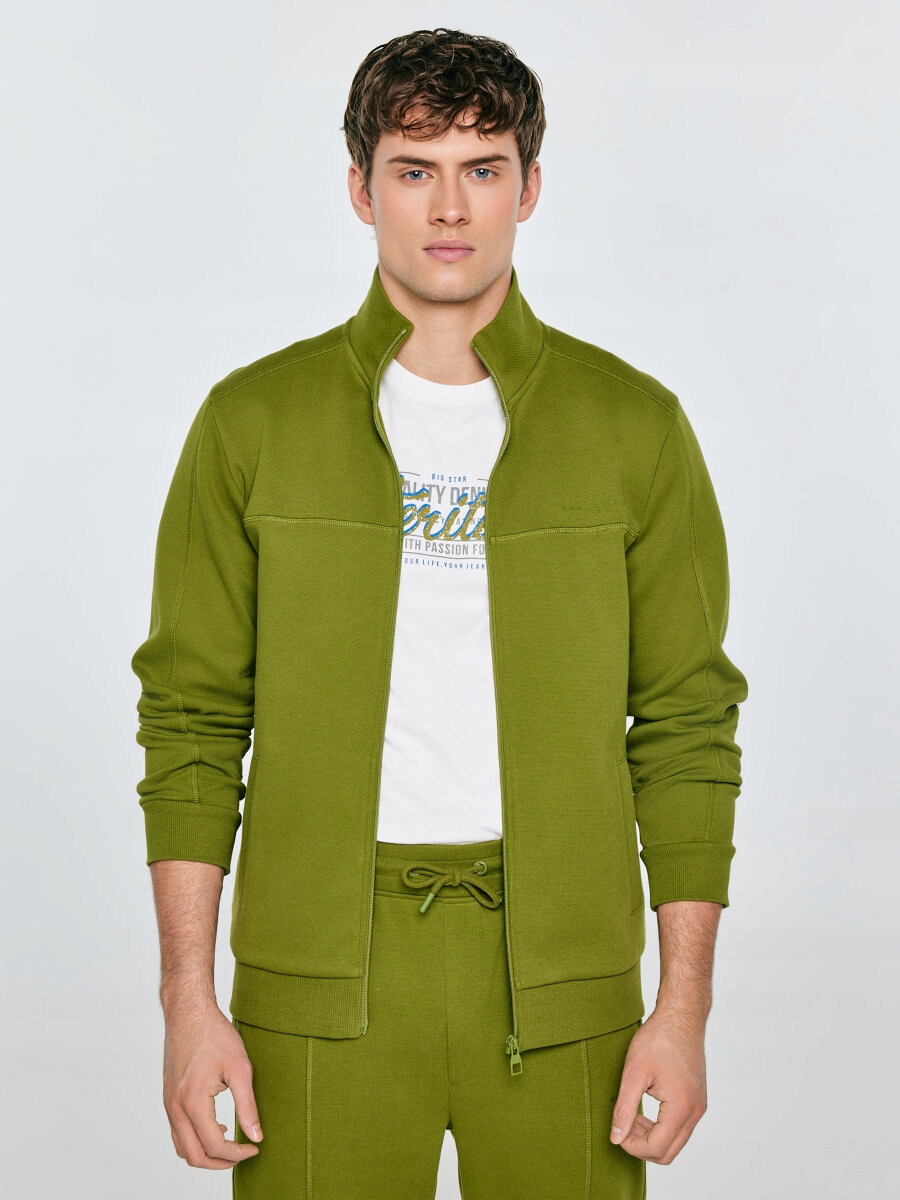 Big Star Pánská rozepínací mikina se stojáčkem khaki Wlador 301 3XL