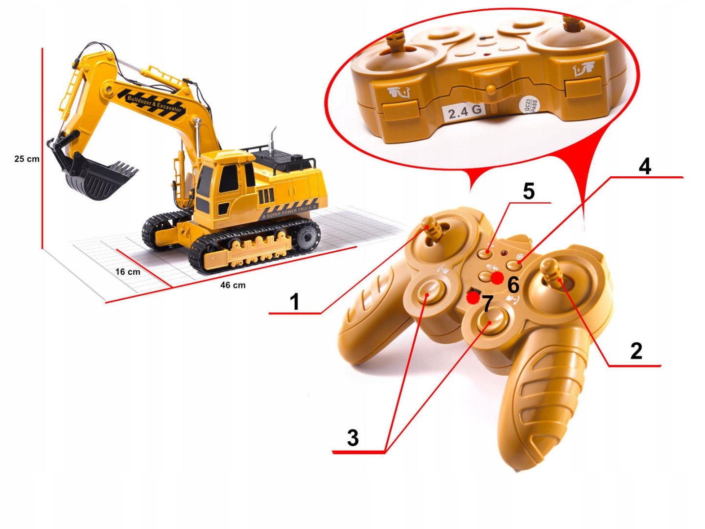 KOPARKA ZDALANIE STEROWANA NA GĄSIENICACH 1:14 Marka H-Toys