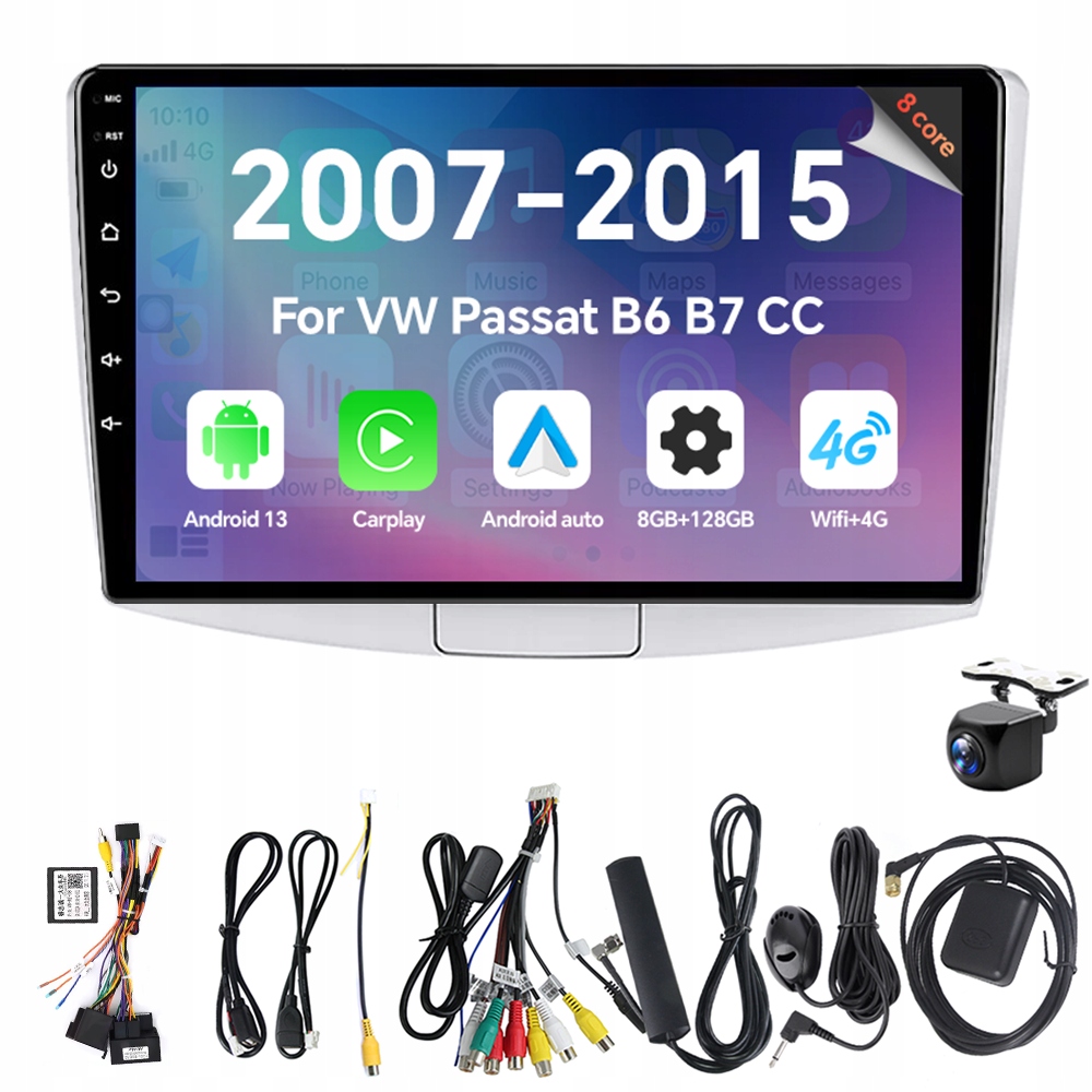 Autorádio Eunavi 2Din s Androidom 13 pre Vw Passat B6 B7 CC 2007-2015 Carplay