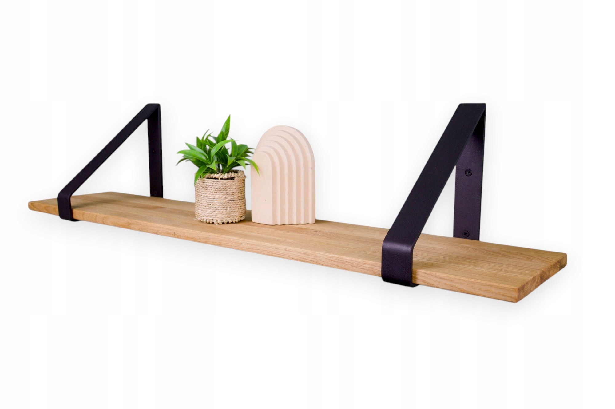 Závesná nástenná dubová polica Loft industriálna na knihy 90 cm x 30 cm