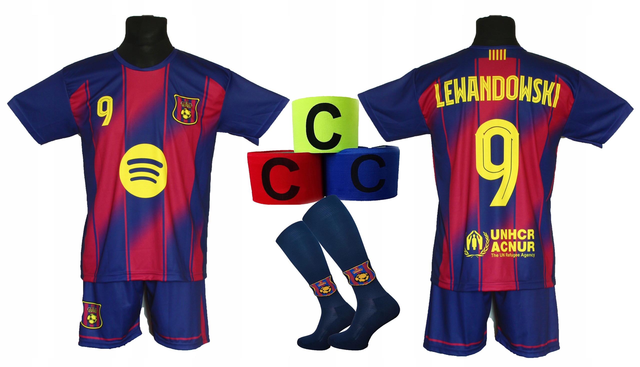 Strój Piłkarski Lewandowski koszulka spodenki getry opaska r. 140