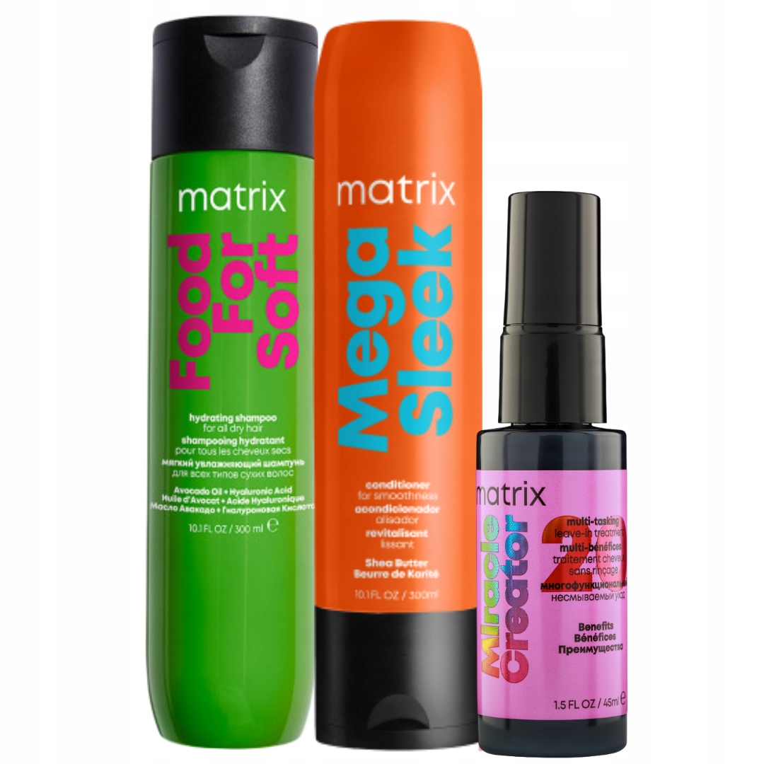Matrix Food For Soft szampon do włosów suchych, Sleek odżywka Zestaw