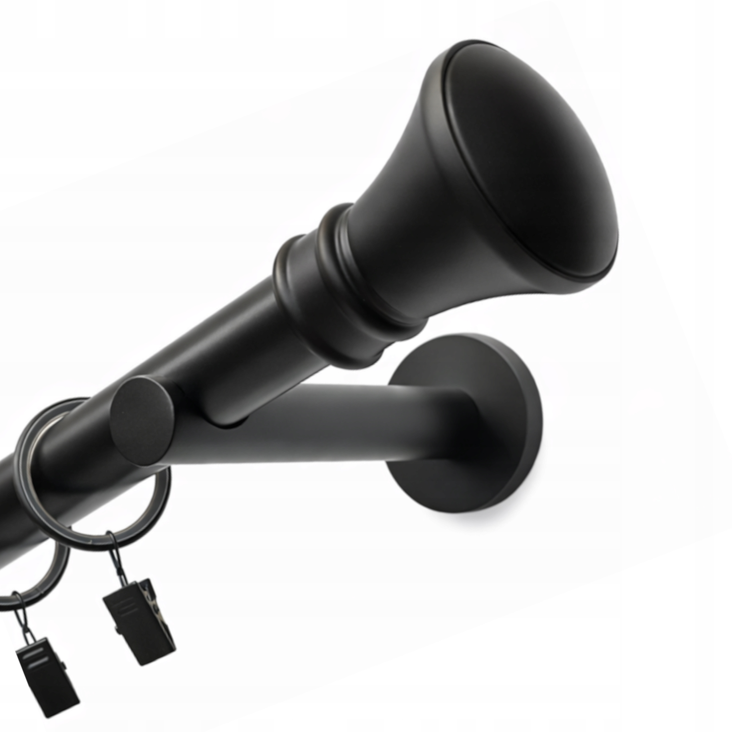 Garnýž Kovová jednoduchá záclonová tyč 25 mm černá Černá Mat Monaco 400 cm