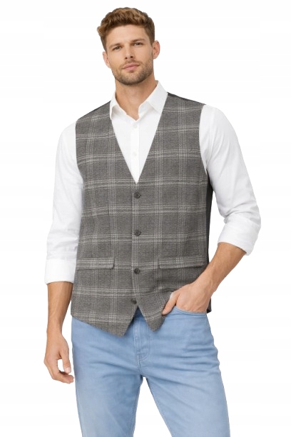 Selected Homme Elegantní Pánská Kostkovaná Vesta Šedá 50 N1B