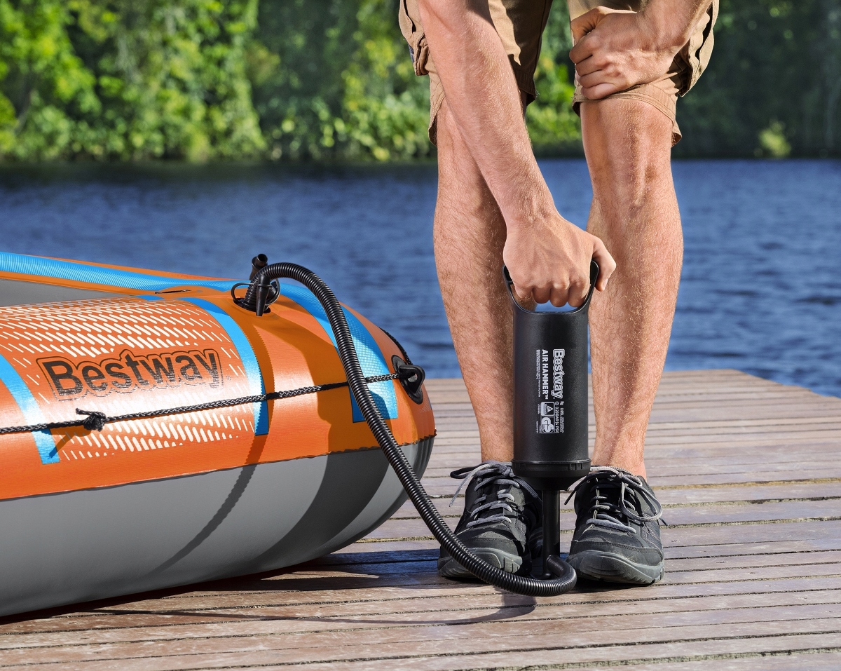 BESTWAY dmuchany PONTON 246 x 122 cm + 2 WIOSŁA + POMPKA + ŁATKA NAPRAWCZA Dopuszczalne obciążenie 200 kg