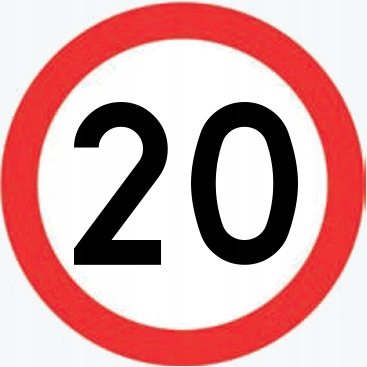 Znak drogowy Ograniczenie do 20 km/h B-33 600, I gen.