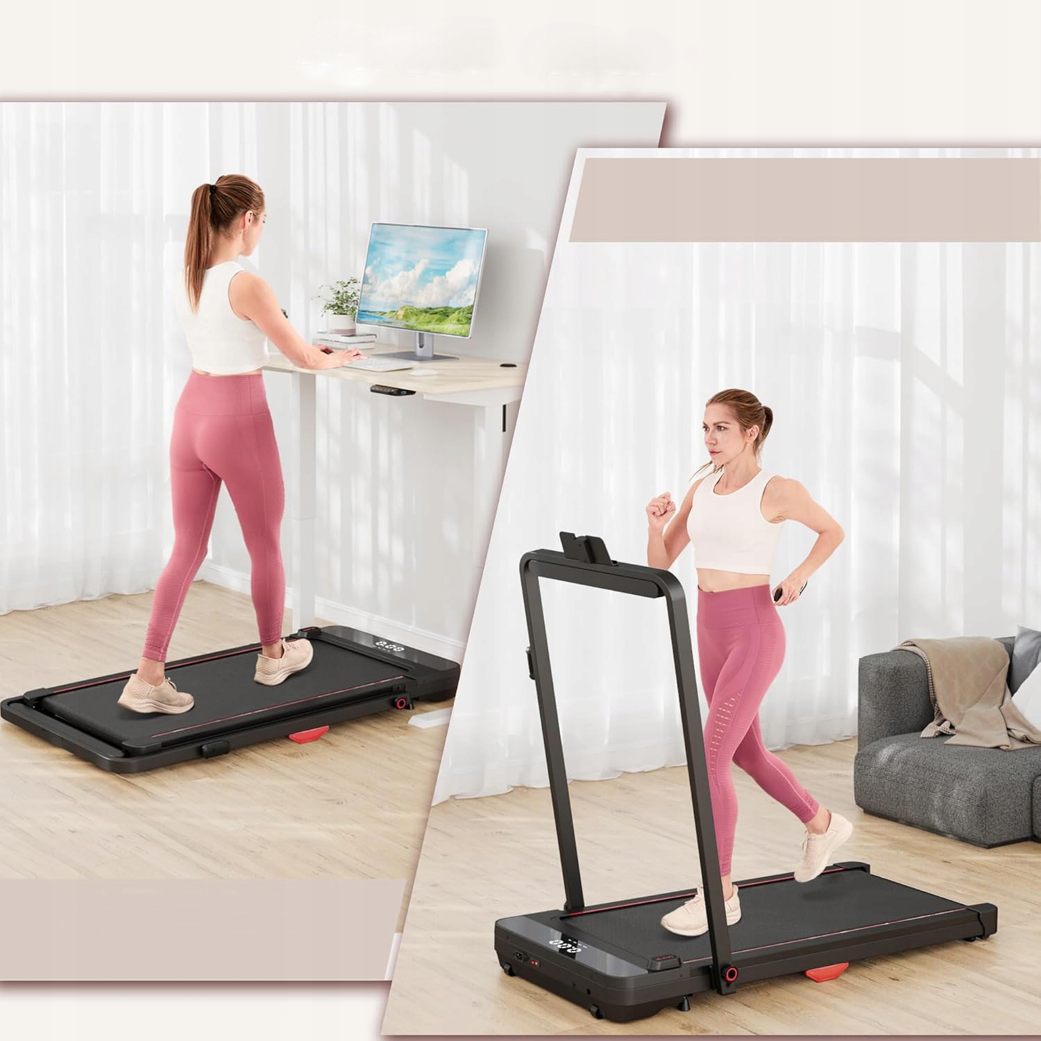 BIEŻNIA ELEKTRYCZNA DOMOWA 2w1 SKŁADANA NA PŁASKO 12 KM/H Z AMORTYZACJĄ Waga produktu 24 kg