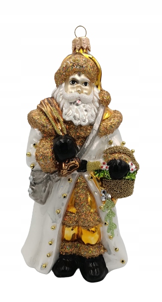 

Bombki Choinkowe Szklane Mikołaj z koszykiem18cm