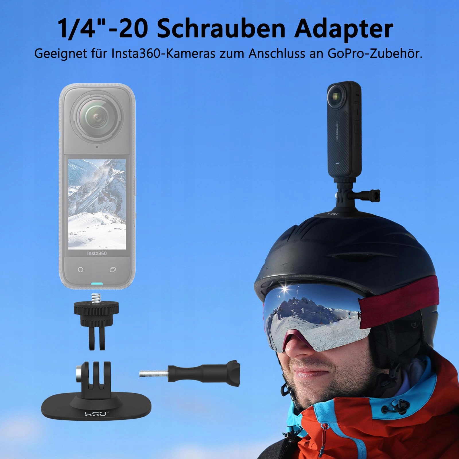 HSU Zestaw Akcesoriów Do Kamer Insta360 I GoPro Uchwyty Kaskowe 6w1 — miniatura 3