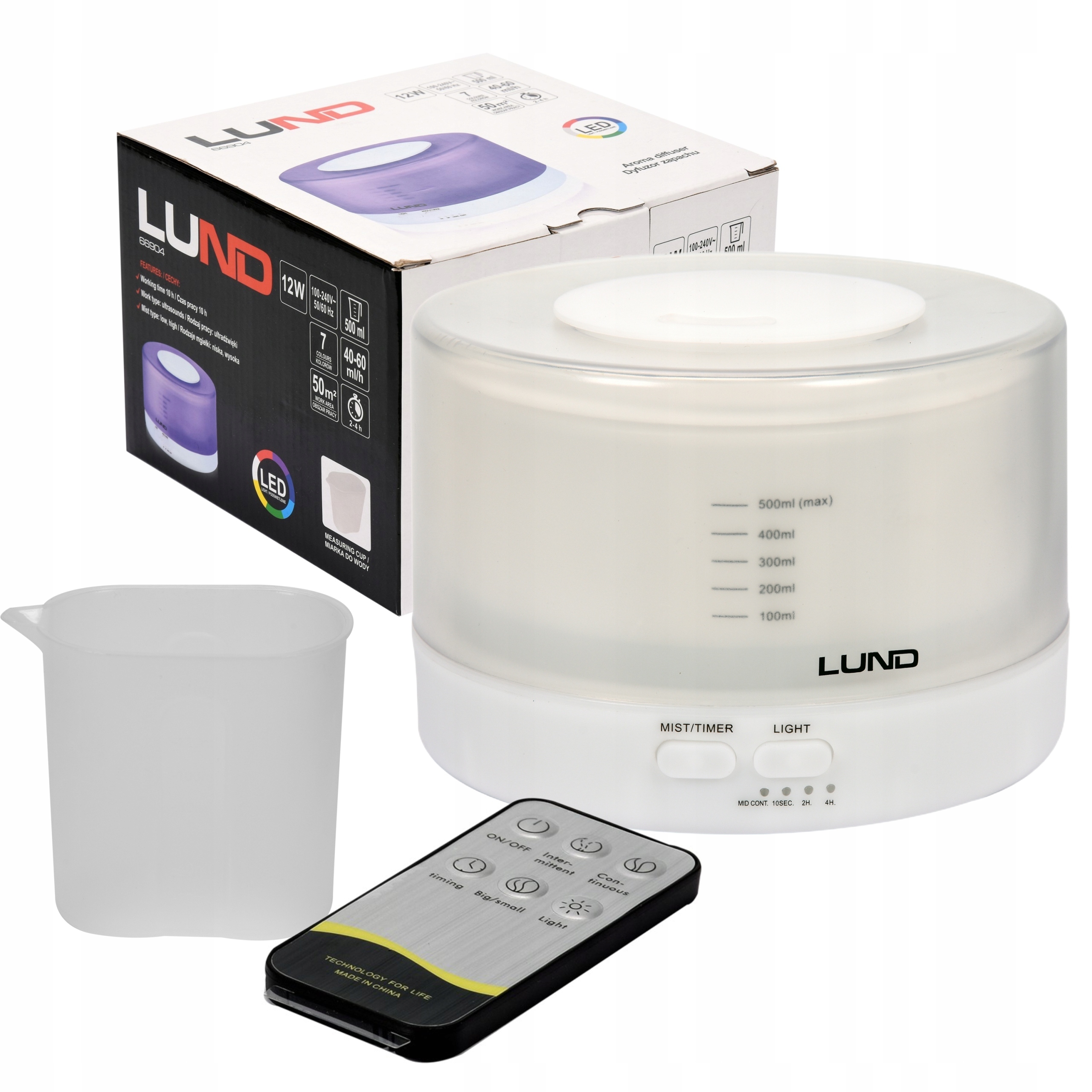 DYFUZOR ZAPACHOWY AROMATERAPIA 500ml LED + PILOT Rodzaj dyfuzor ultradźwiękowy