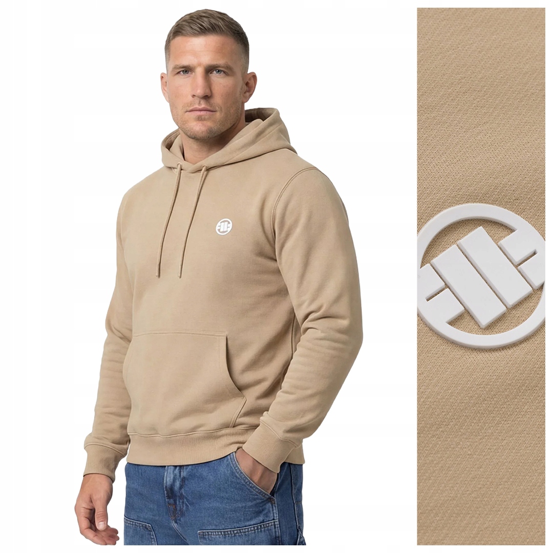 Pánská mikina s kapucí Pit Bull „small Logo Nugget“ – písková, velikost M